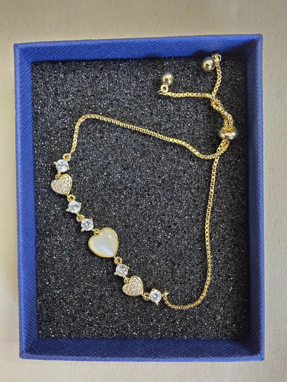 Yongder 14K Gold Plated Heart CZ Adjustable Bracelet